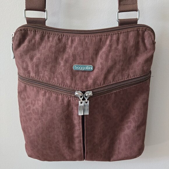 Brown Baggallini Horizon Crossbody Travel Bag Purse w/Detachable RFID Wristlet - Picture 2 of 7